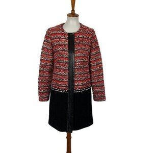Milly Jacket 2 Black Red Textured Tweed Blazer Workwear Party